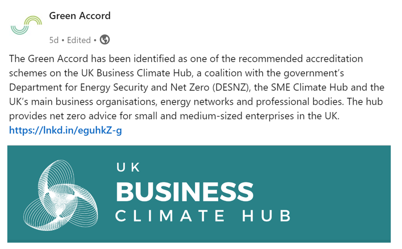 Linkedin climate business hub post